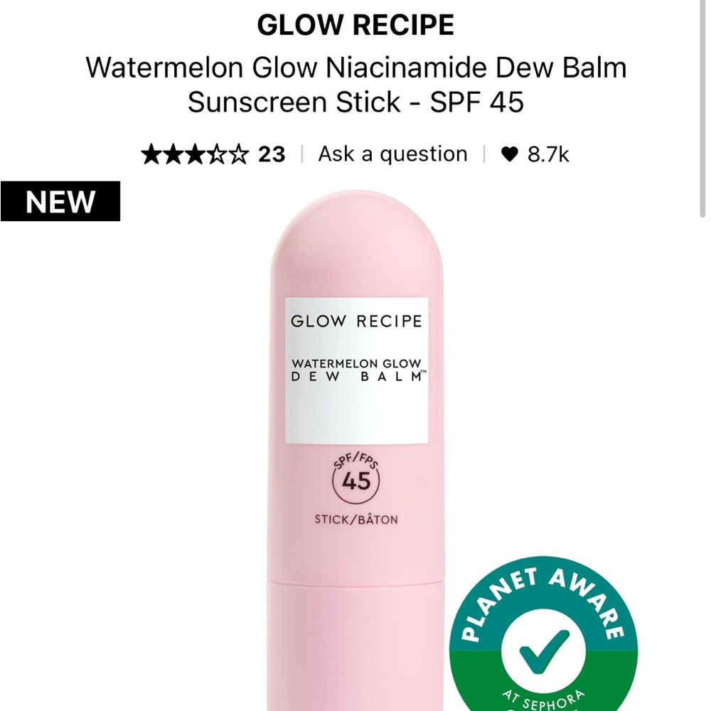 GLOW Recipe sunscreen stick, only used twice.